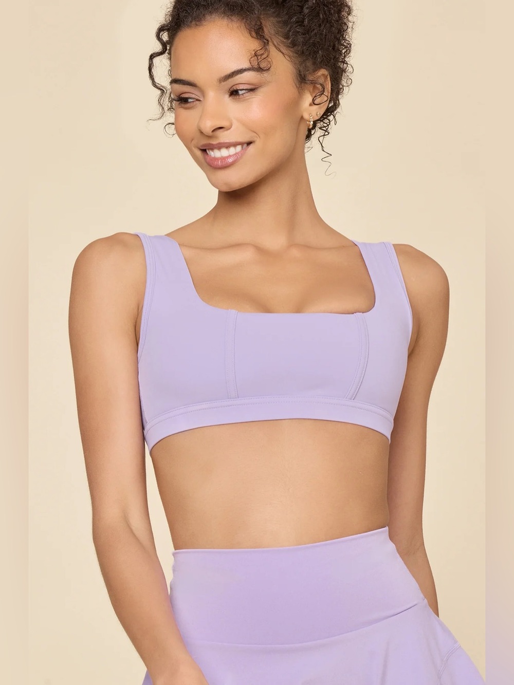 Popflex Corset Sports Bra Lavender Large Square Neck Crisscross Pilates